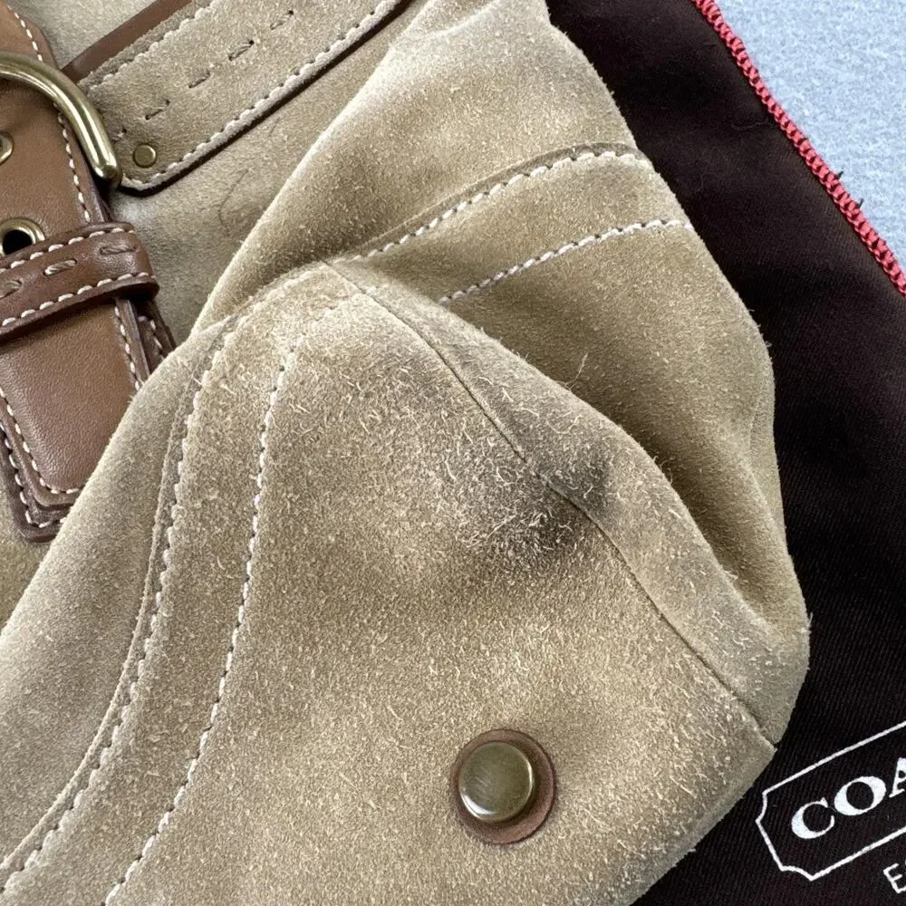 Coach Soho Suede Satchel Bag Womens Medium Beige Leather Top Handle 9674